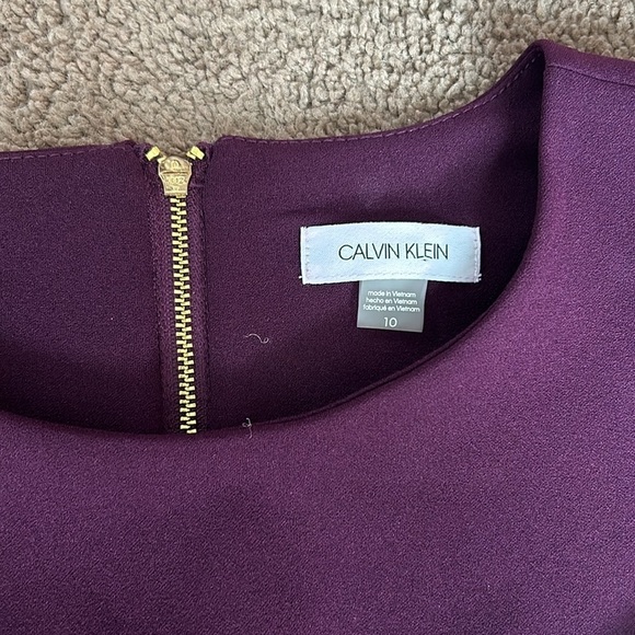 Calvin Klein plum career dress with flutter sleeves - Picture 3 of 6
